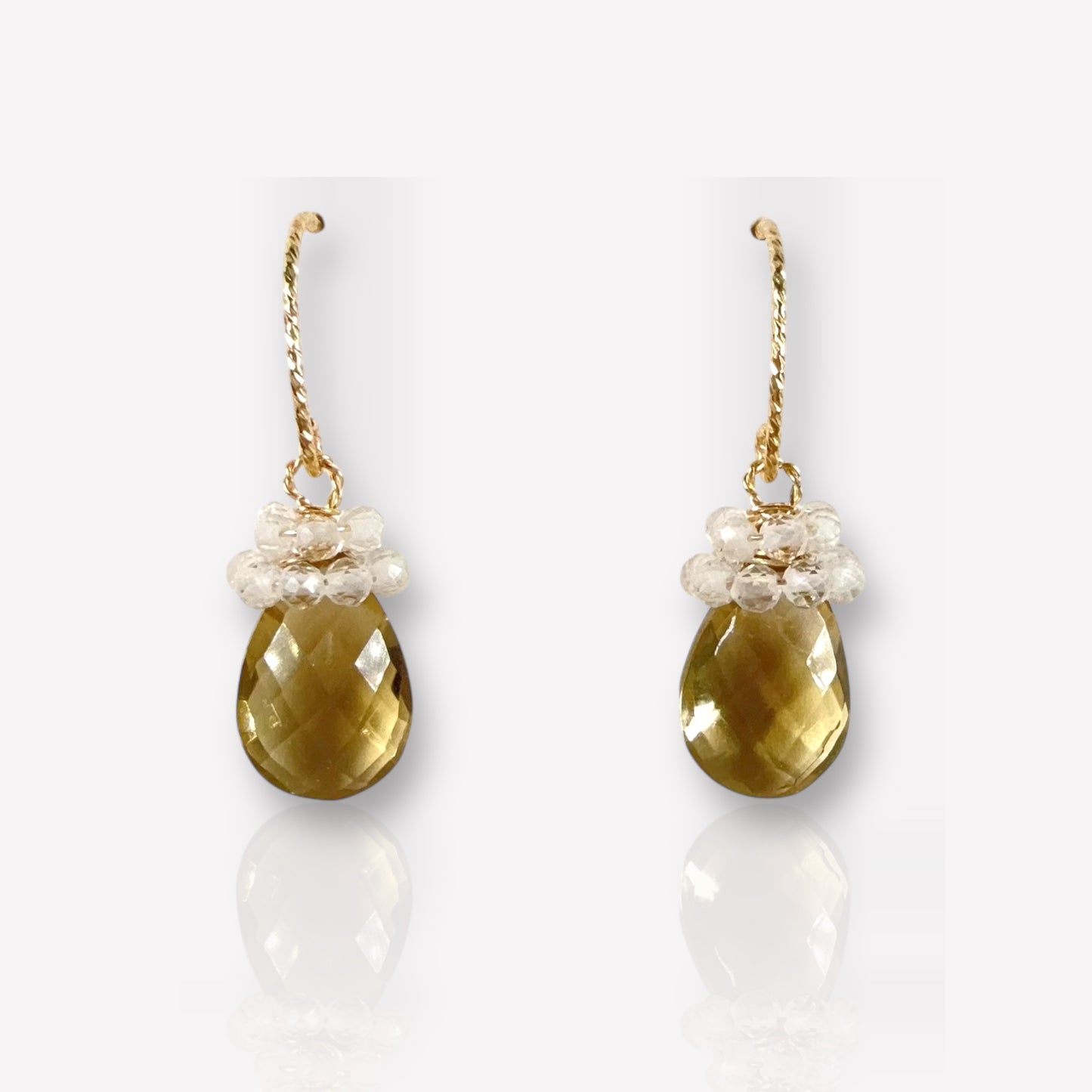 Lemon Quartz and Crystal Dangle Earrings