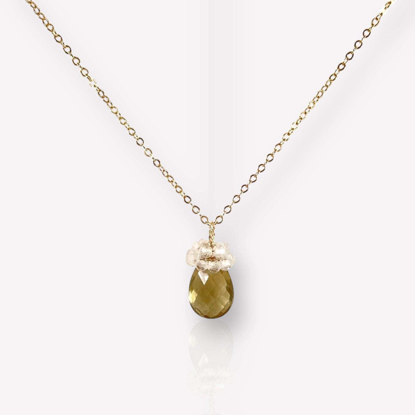 Lemon Quartz and Crystal Pendant Necklace