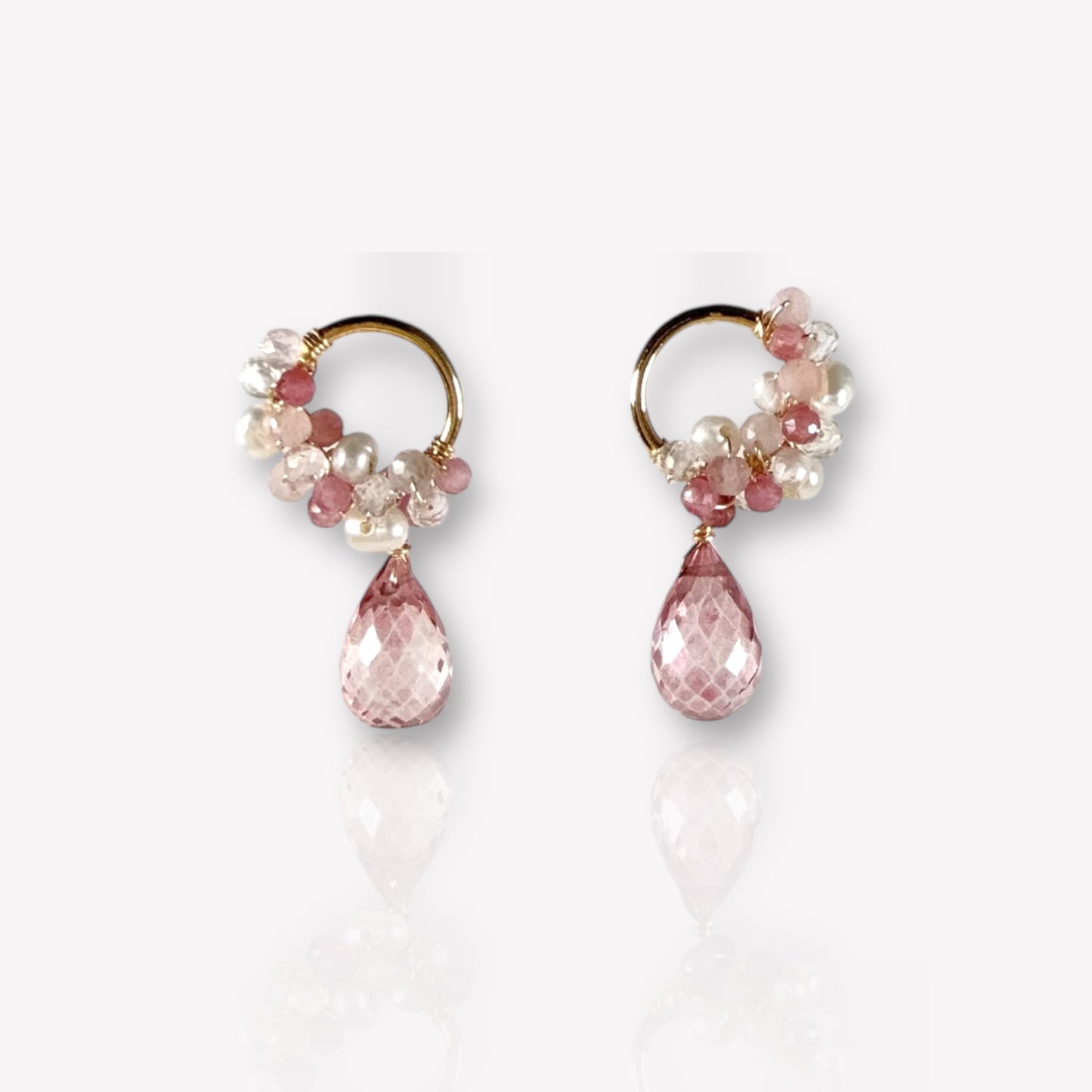 Pink Topaz Floral Dangle Earrings