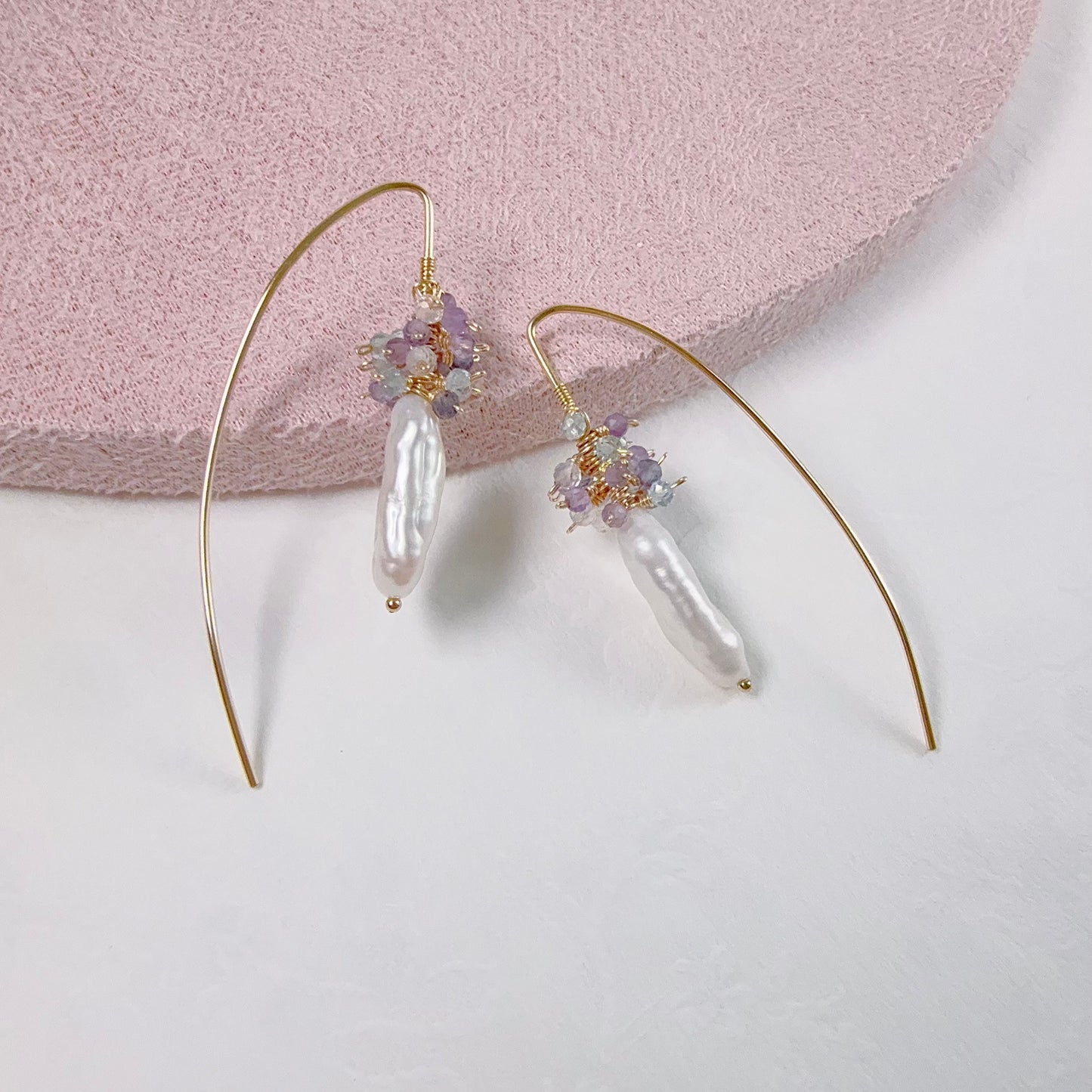 Stick Pearl and Bead Dangle Earrings