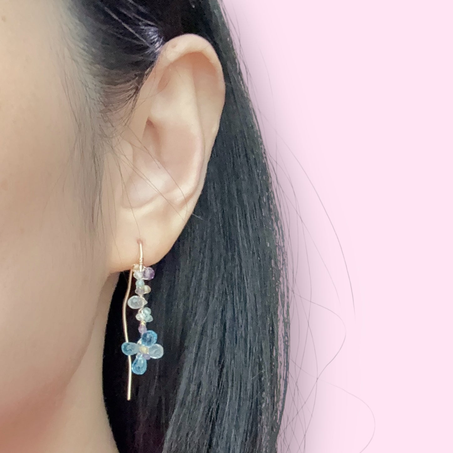 Blue Topaz Floral Dangle Earrings