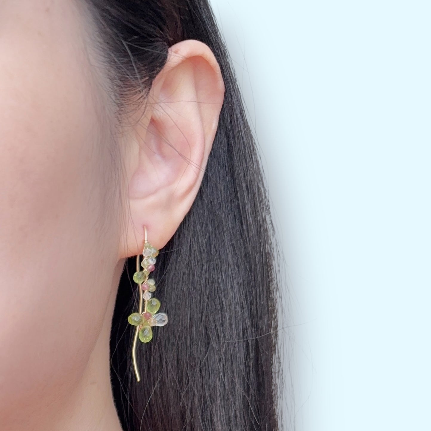Peridot Floral Dangle Earrings
