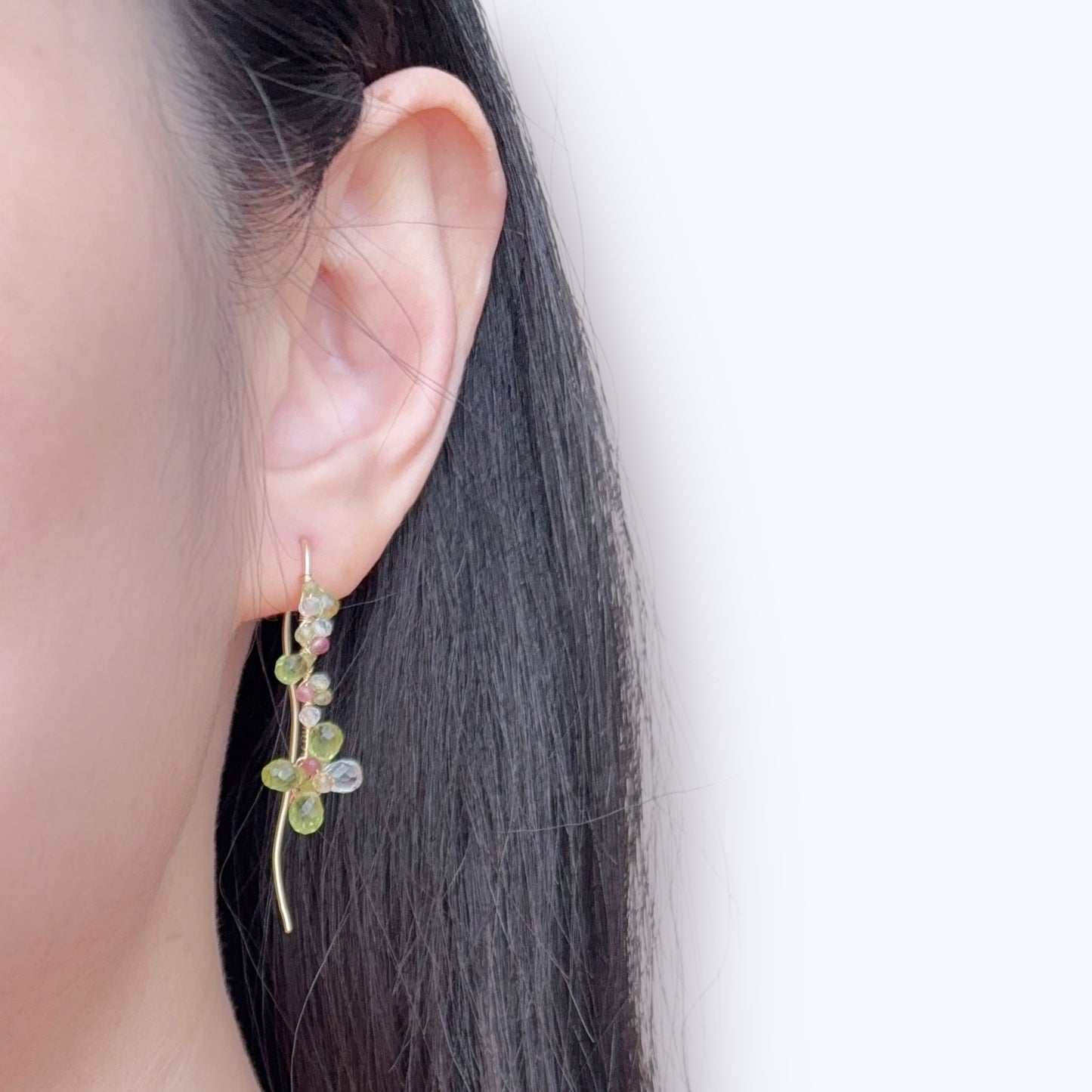 Peridot Floral Dangle Earrings