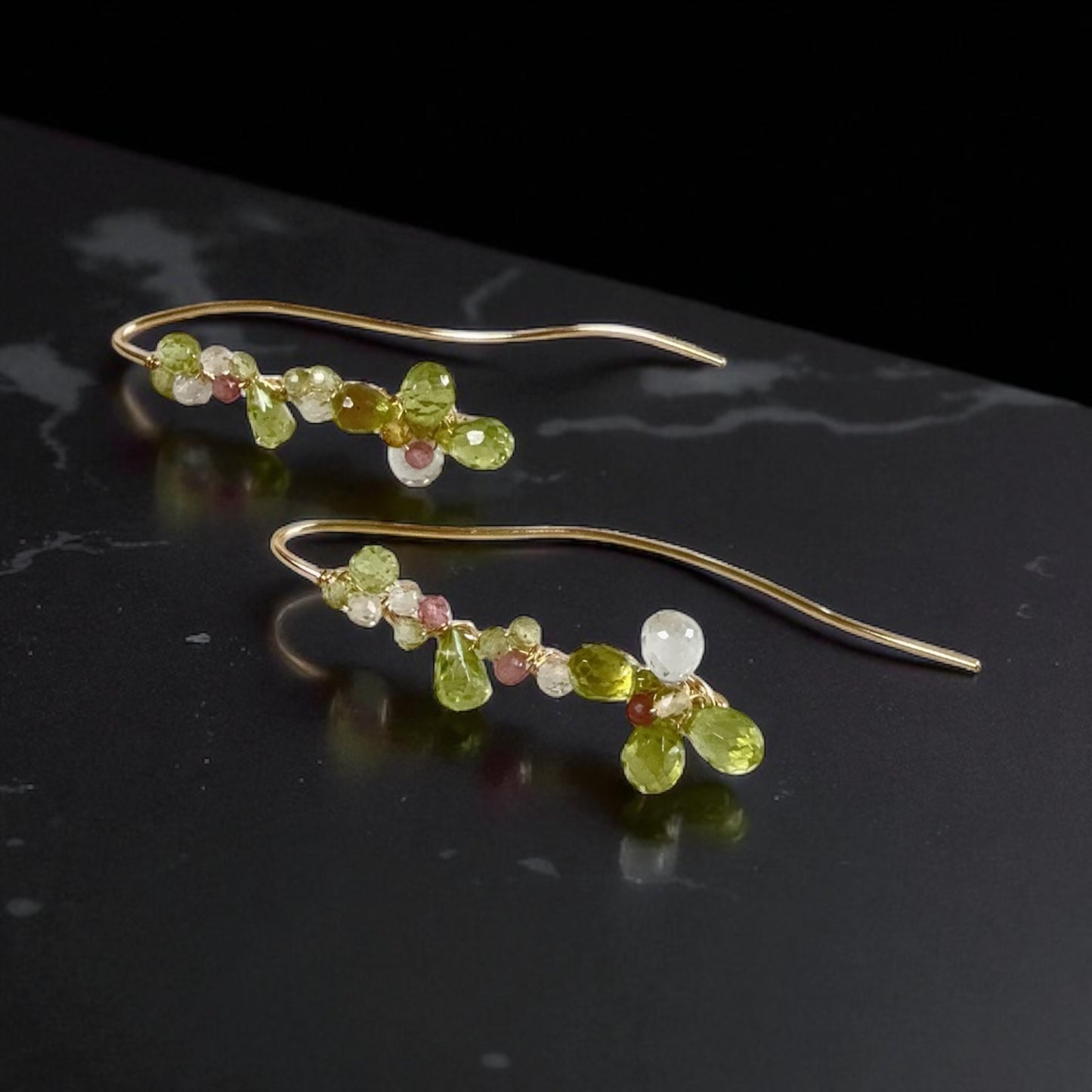 Peridot Floral Dangle Earrings
