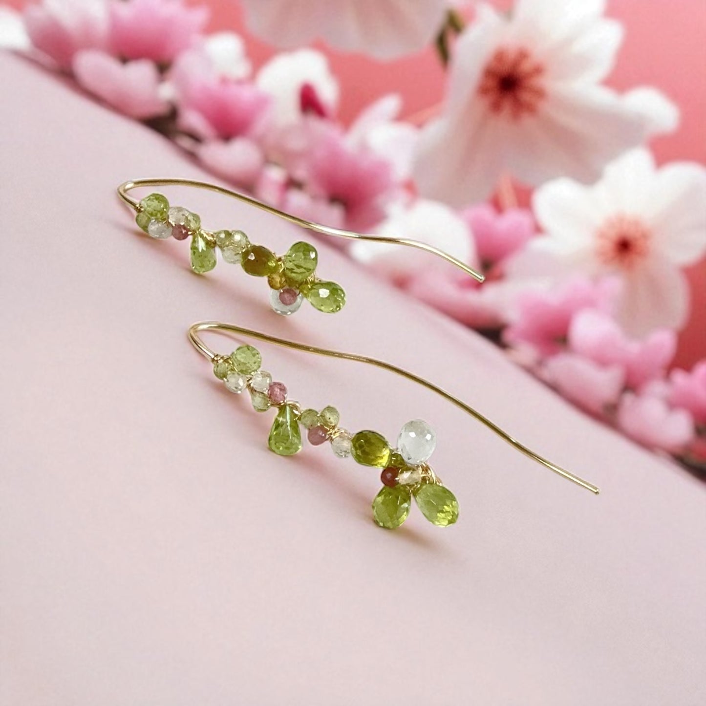 Peridot Floral Dangle Earrings