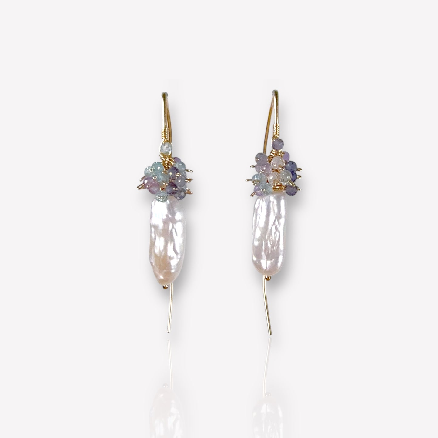 Stick Pearl and Bead Dangle Earrings