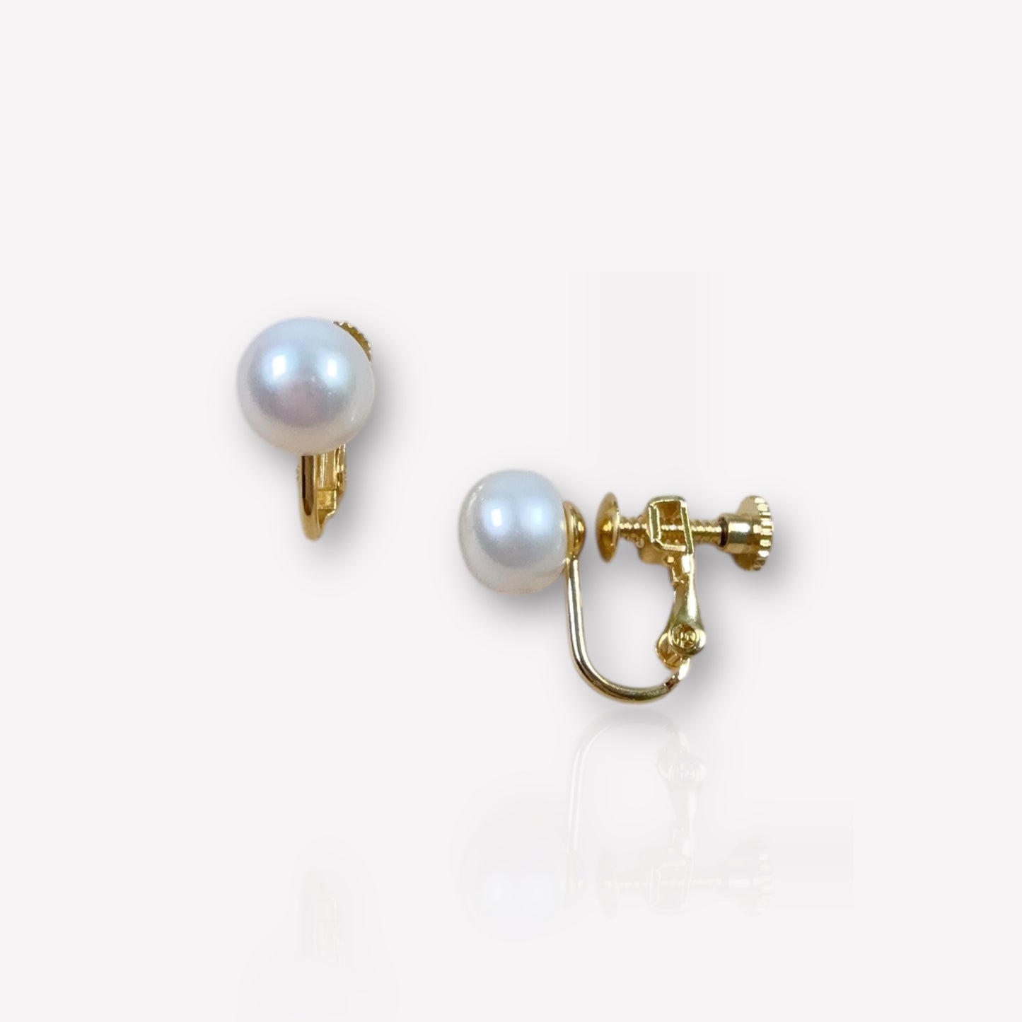 White Button Pearl Stud Earrings