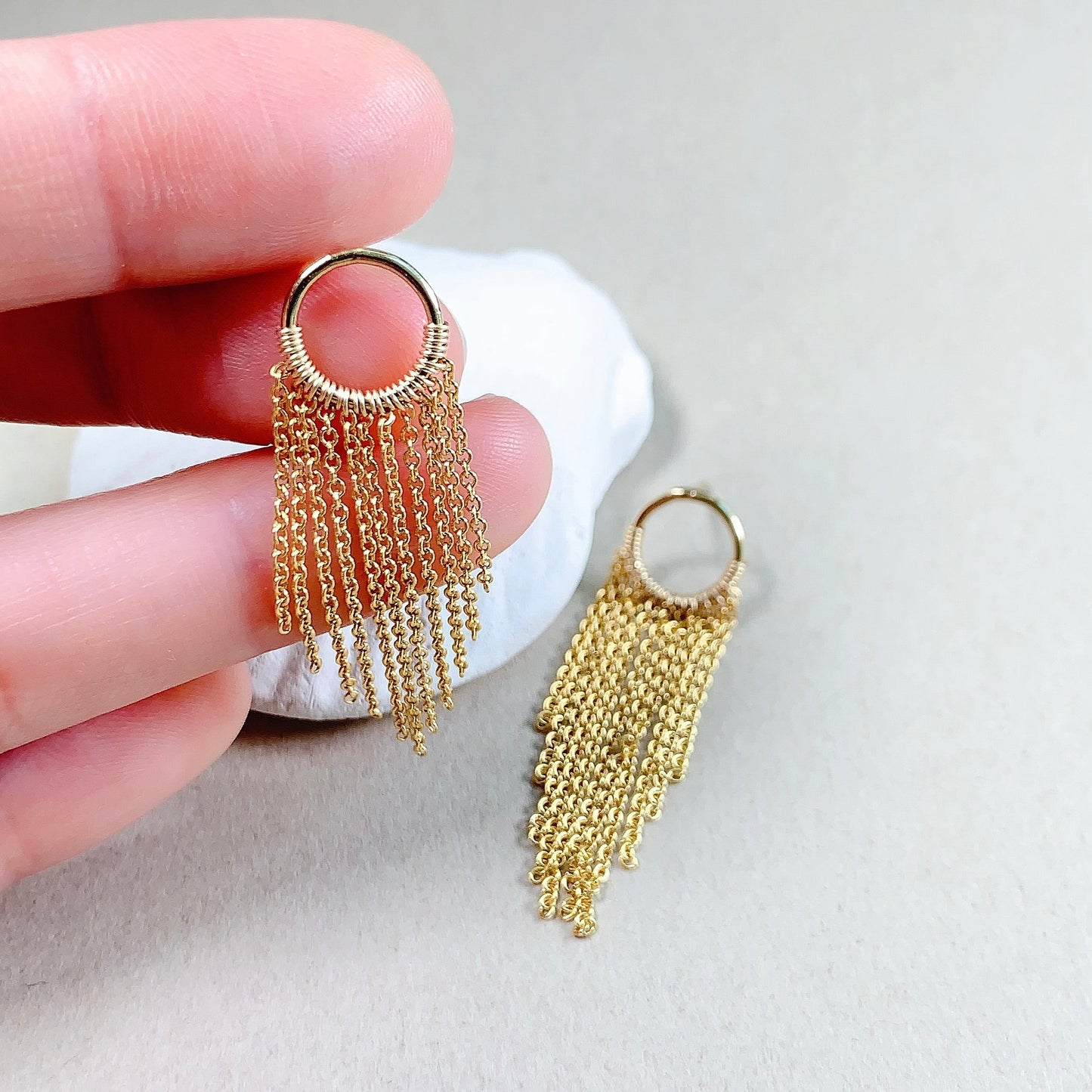 Circle Gold Tassel Earrings