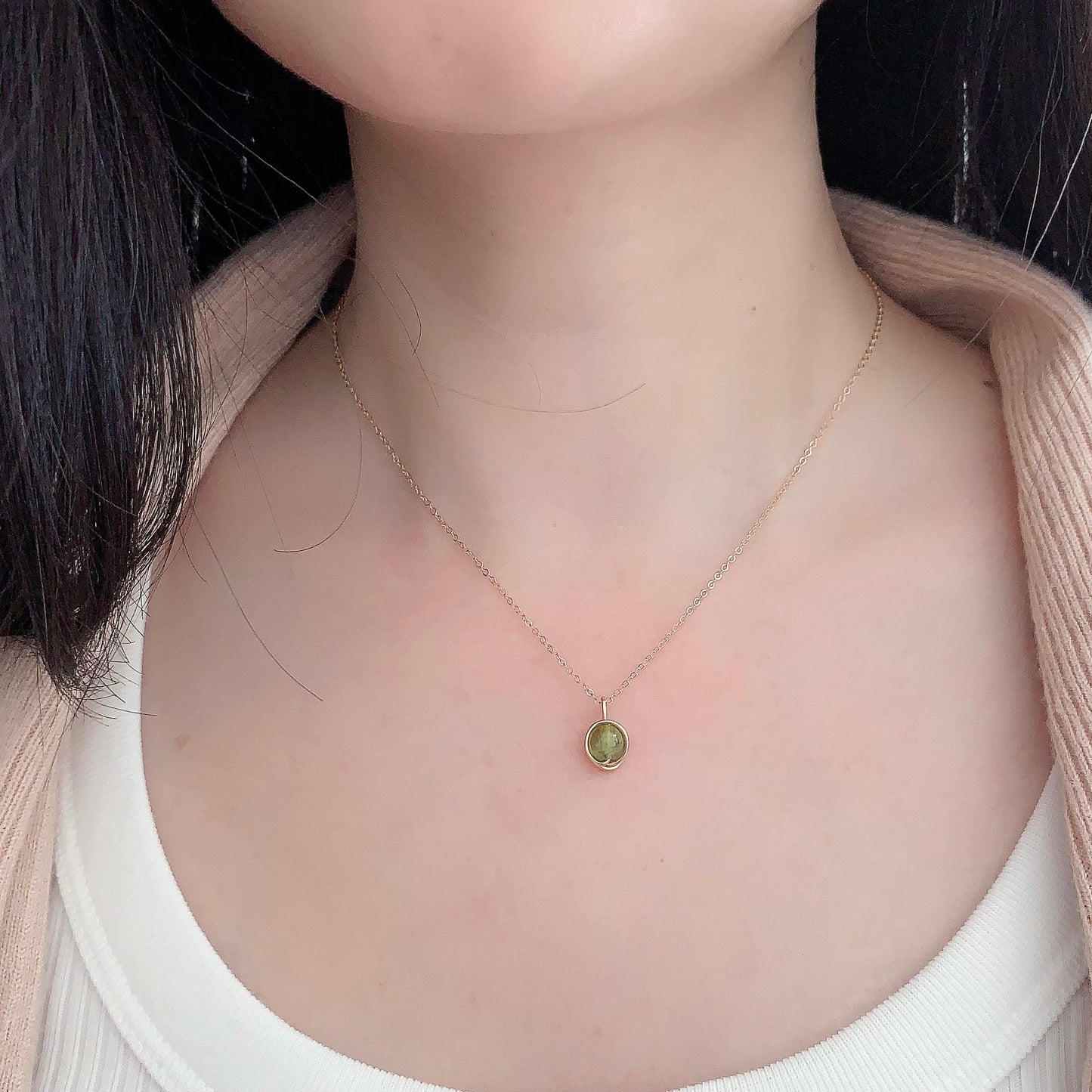Peridot Pendant Necklace / August