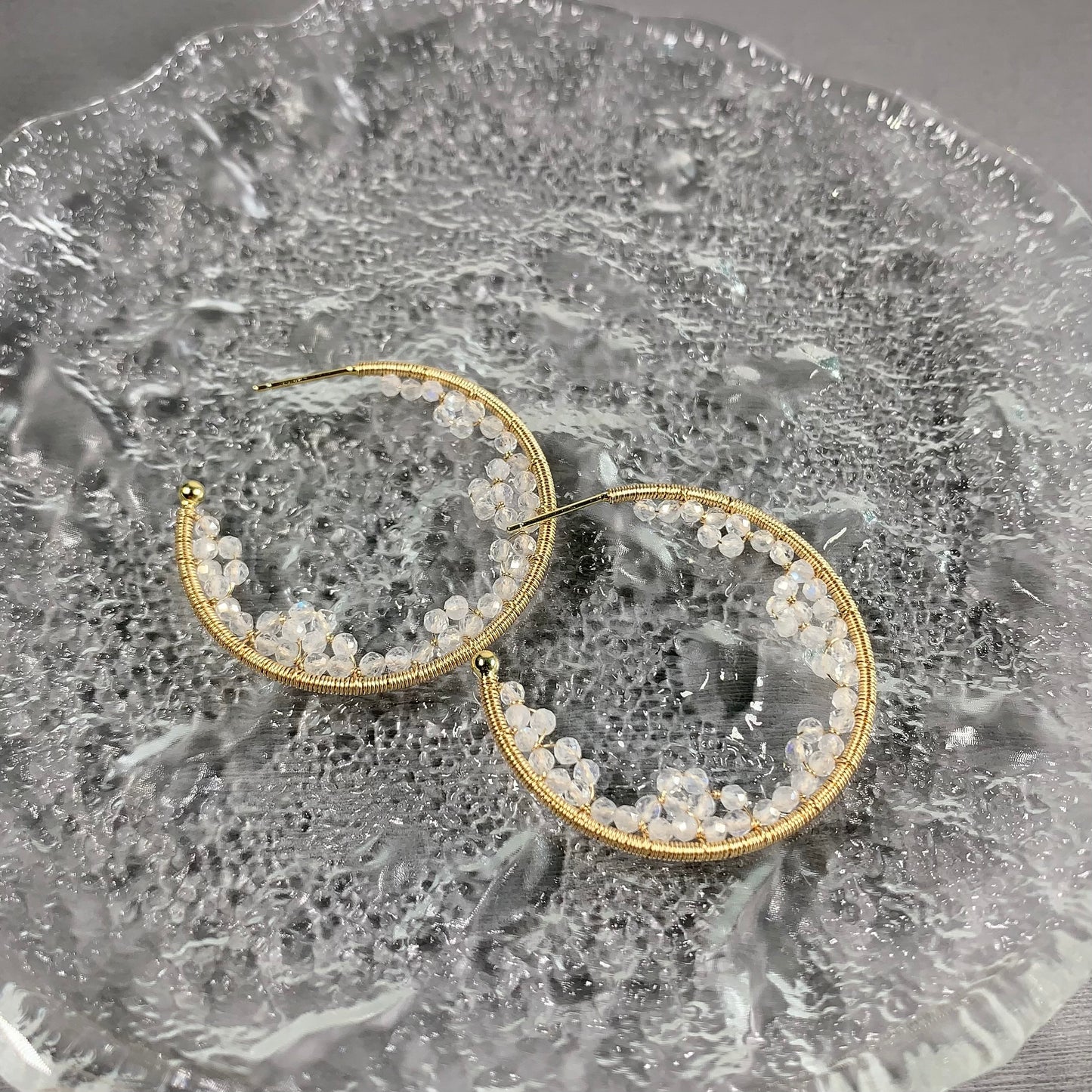 Moonstone Lace Cave Hoop Earrings