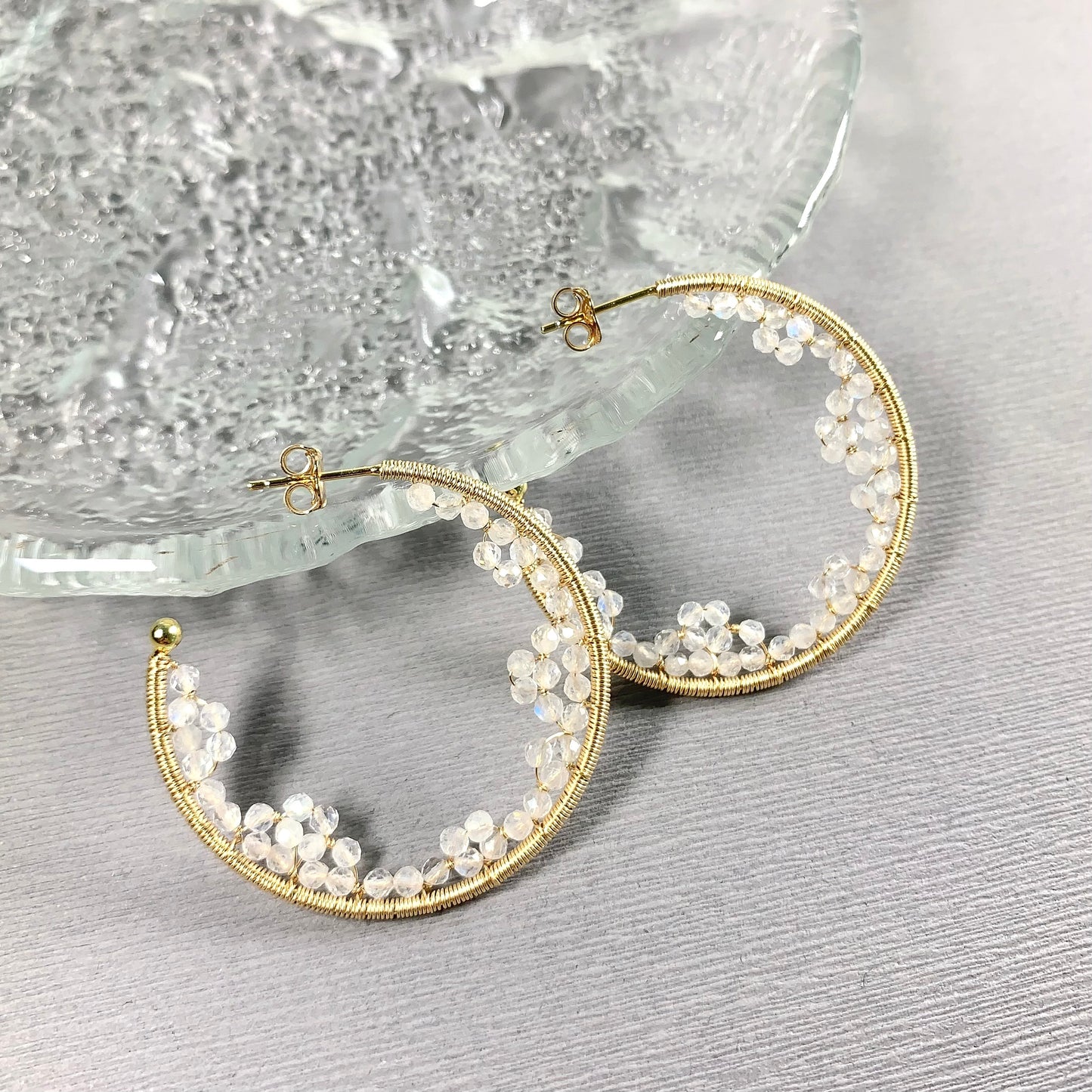 Moonstone Lace Cave Hoop Earrings