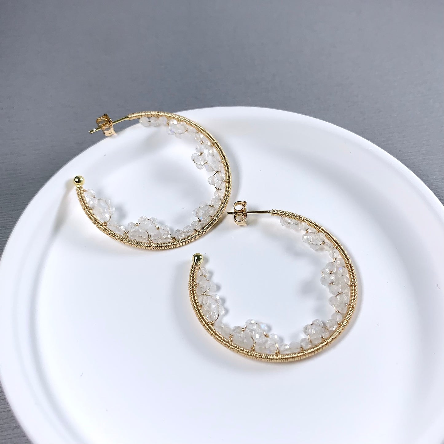 Moonstone Lace Cave Hoop Earrings