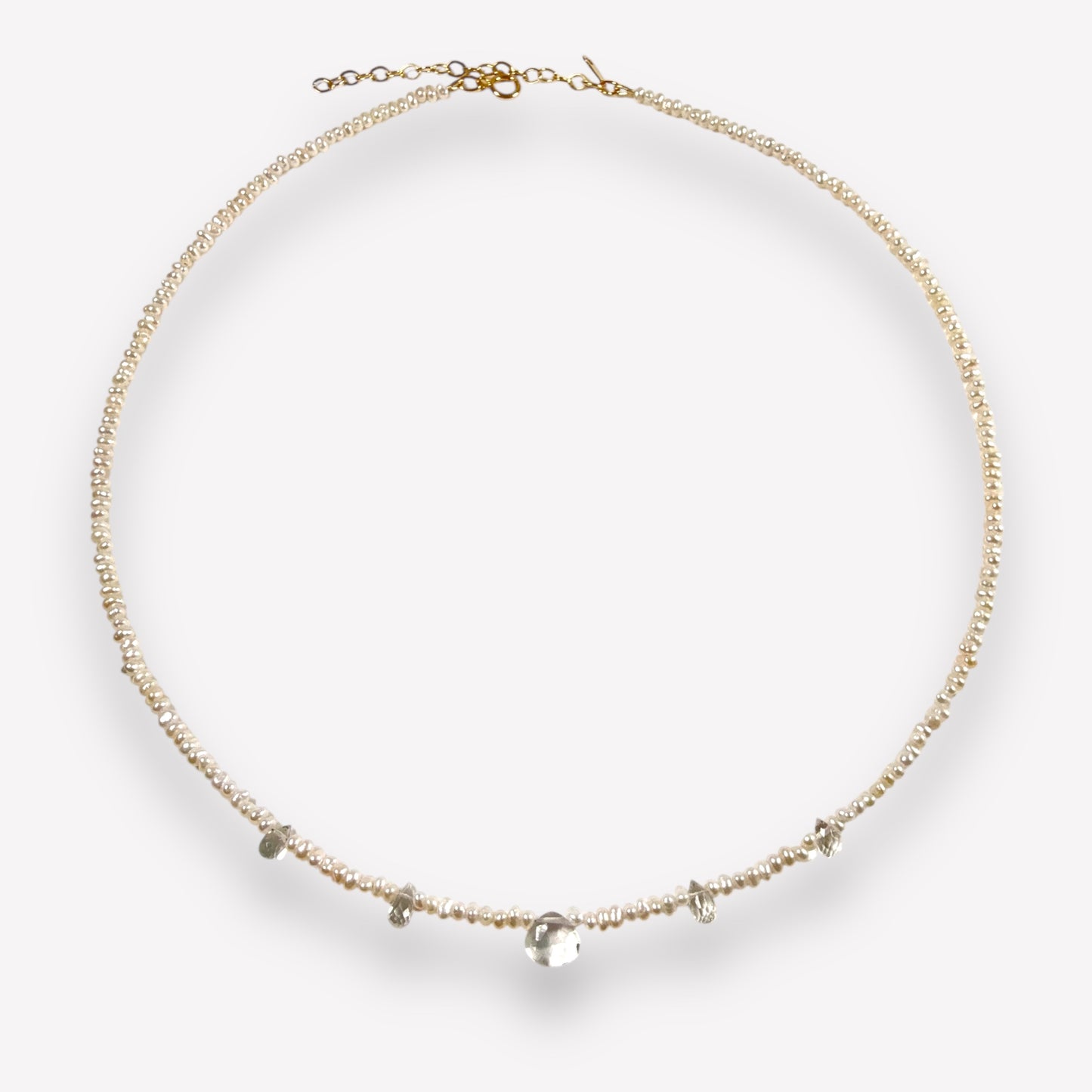 Mini Button Pearl and Crystal Necklace