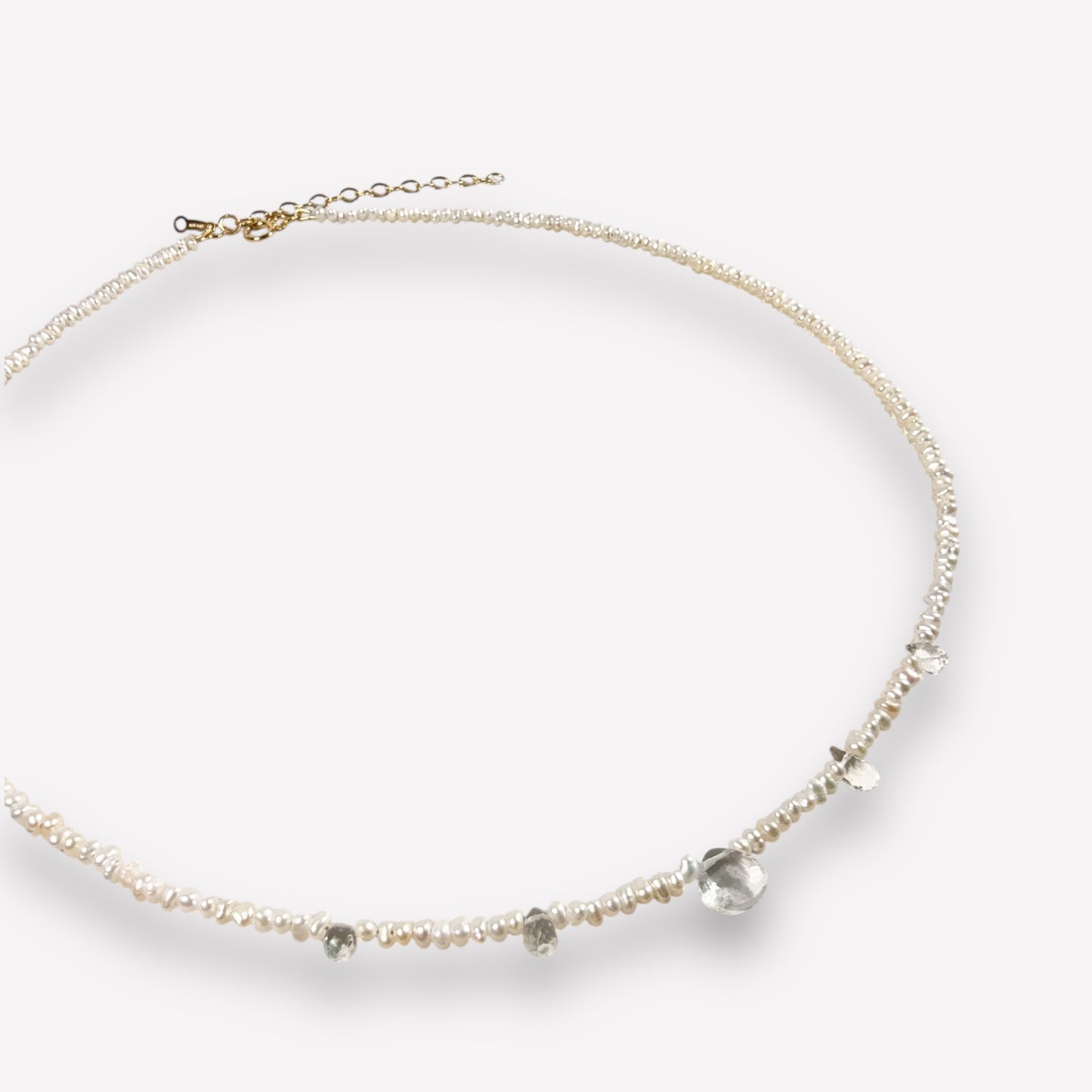 Mini Button Pearl and Crystal Necklace