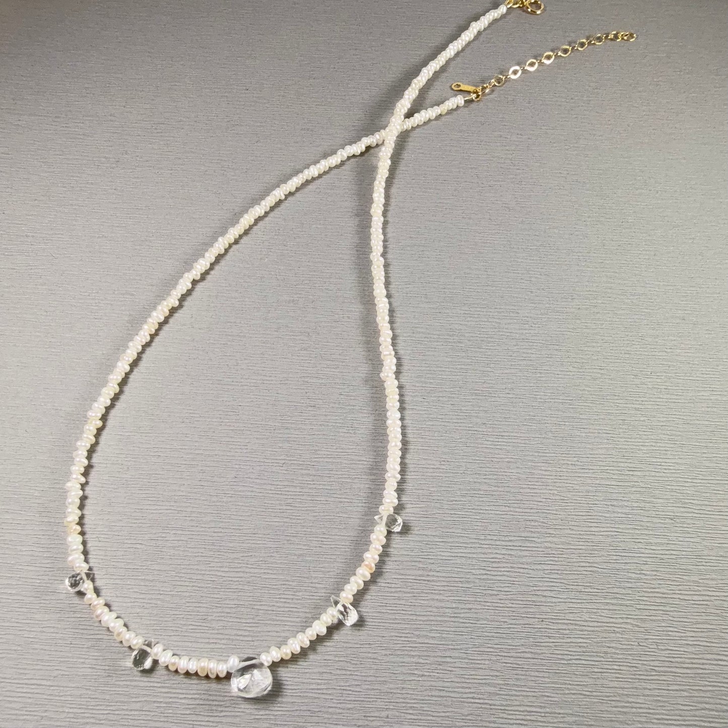 Mini Button Pearl and Crystal Necklace