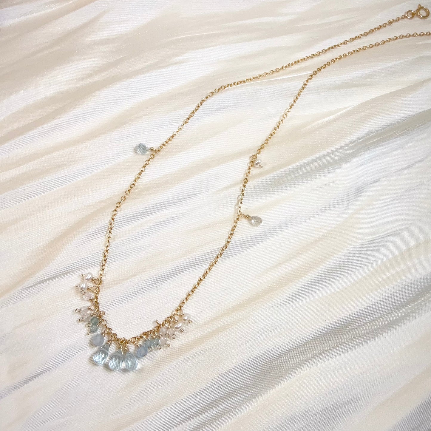 Blue Topaz Cluster Necklace