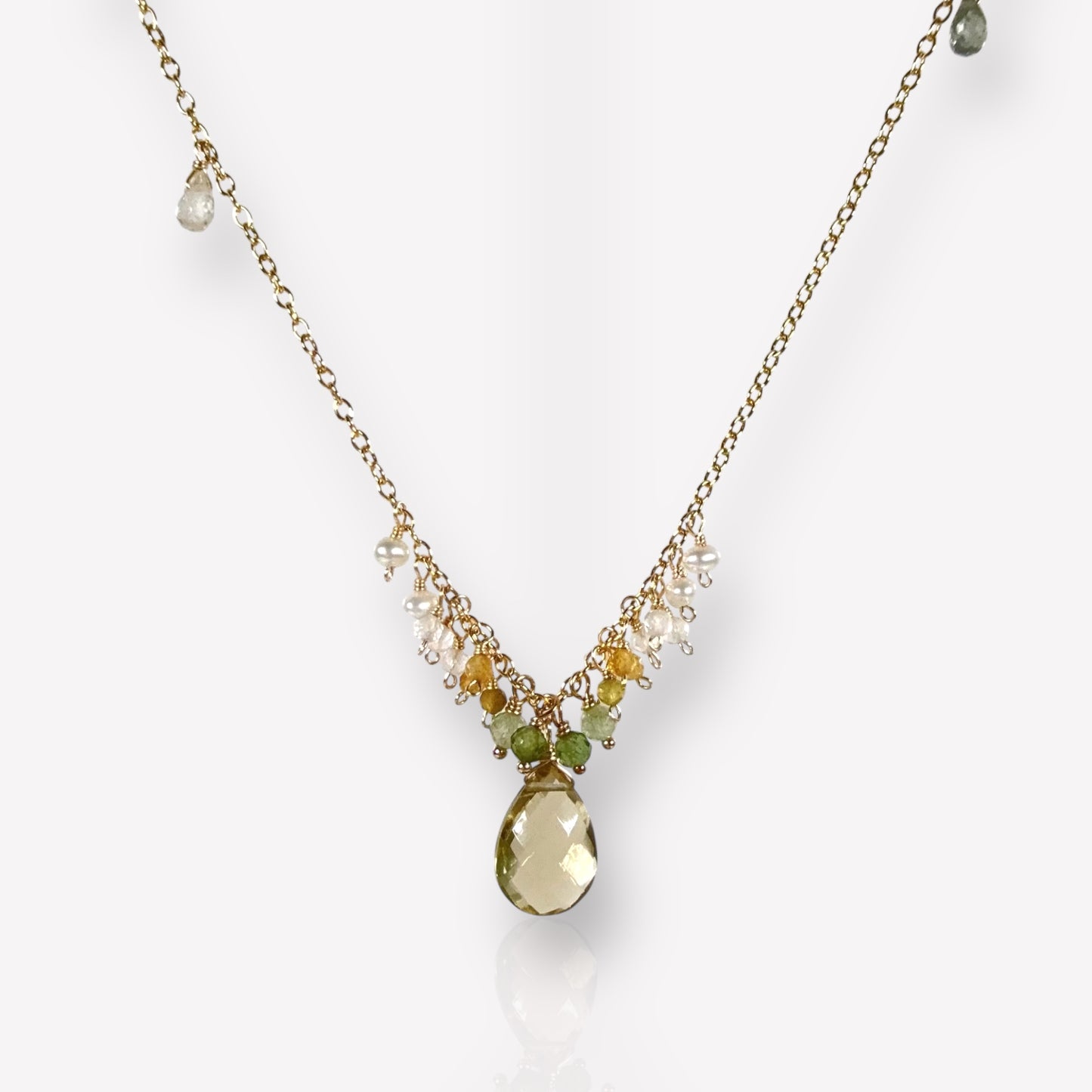 Lemon Quartz Dangle Necklace