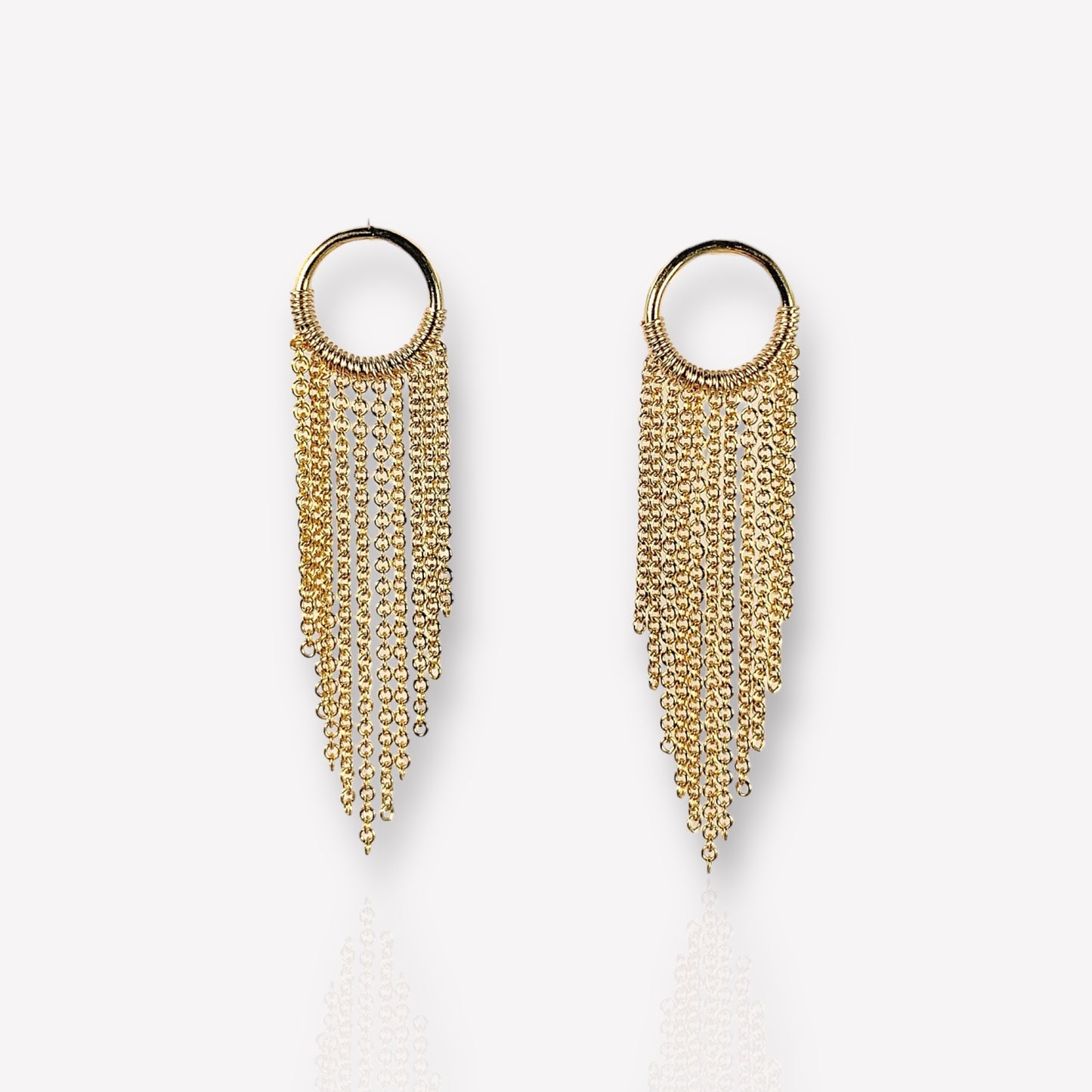 Circle Gold Tassel Earrings