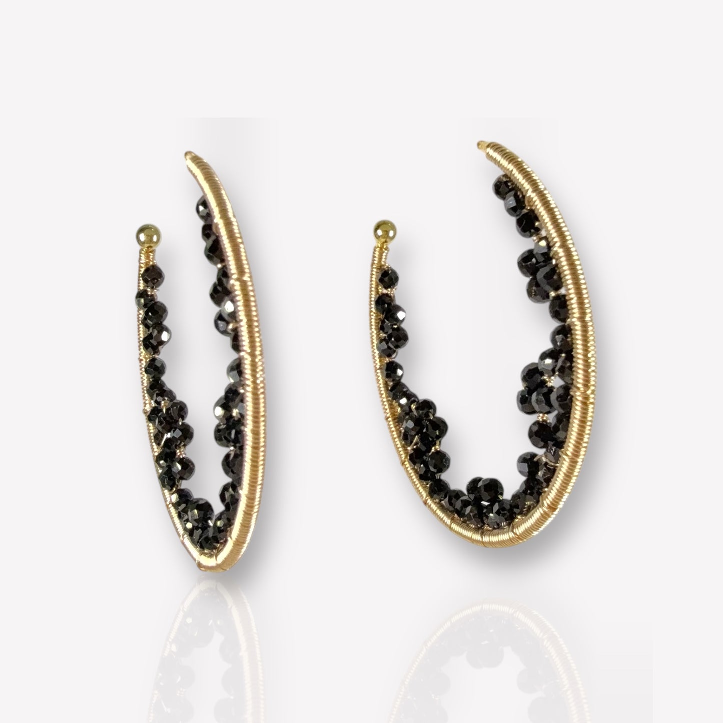 Black Onyx Lace Cave Hoop Earrings