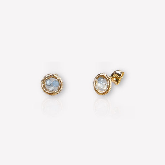 Halo Aquamarine Stud Earrings / March