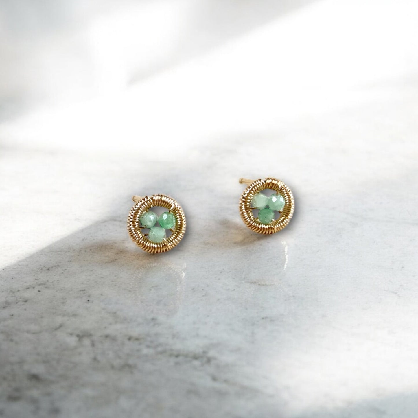 Halo Emerald Stud Earrings / May