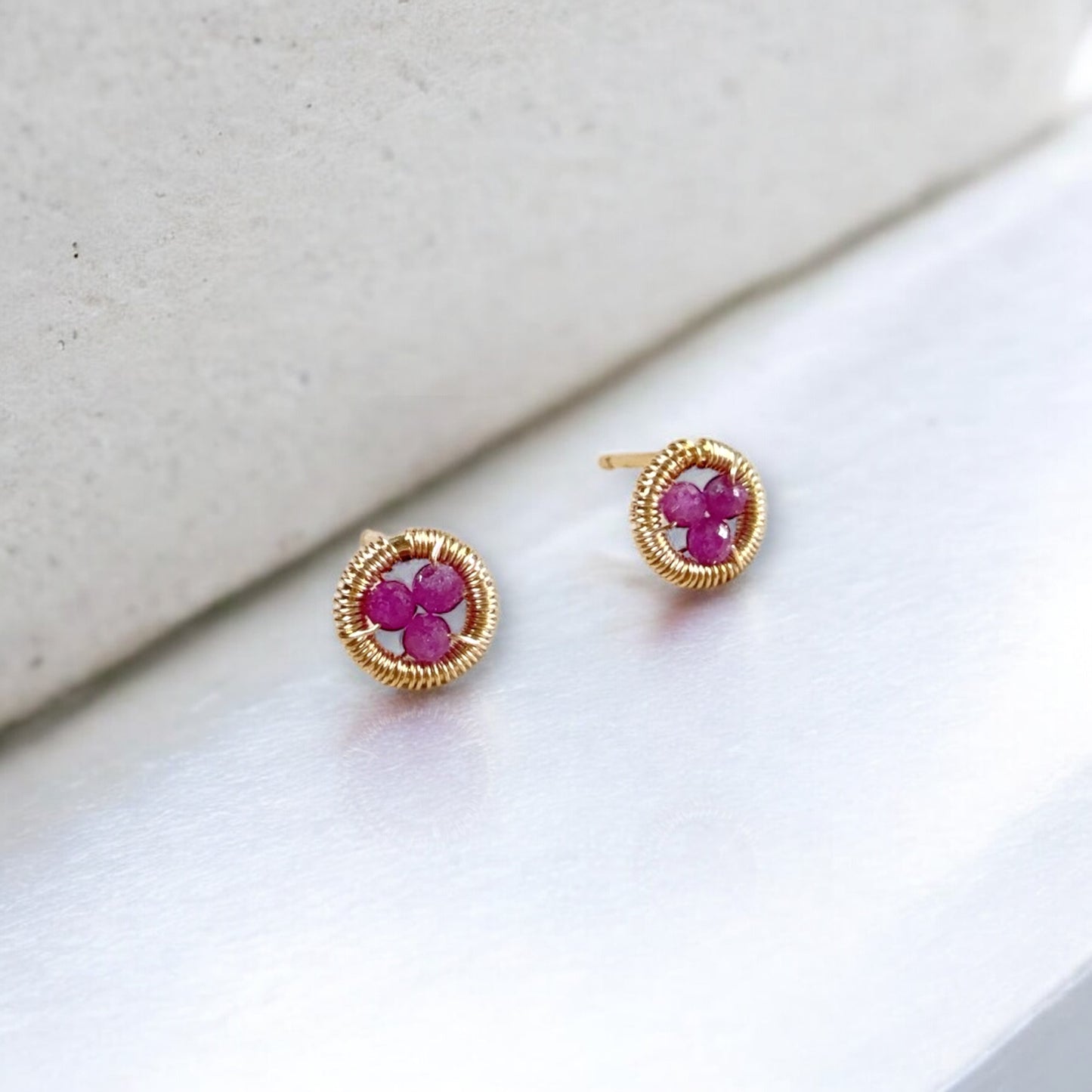 Halo Ruby Stud Earrings / July