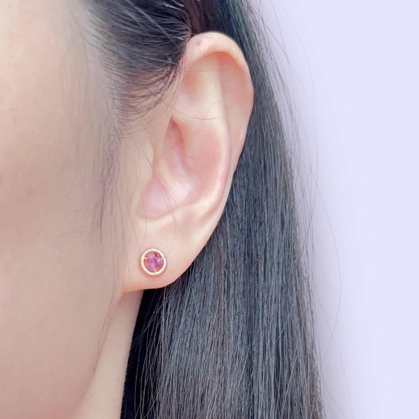 Halo Ruby Stud Earrings / July