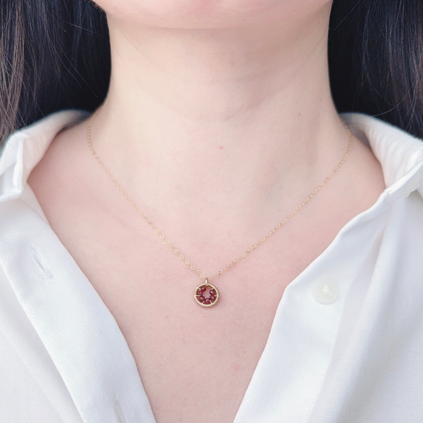 Halo Garnet Necklace / January
