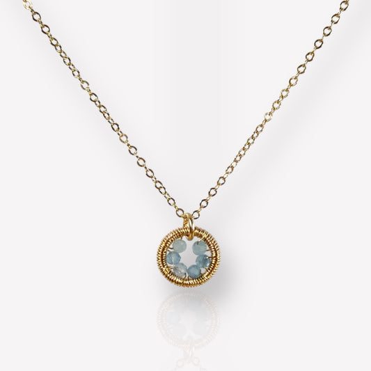 Halo Aquamarine Necklace / March