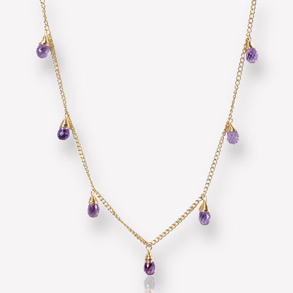 Amethyst Round Dangle Necklace