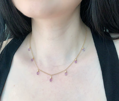 Amethyst Round Dangle Necklace