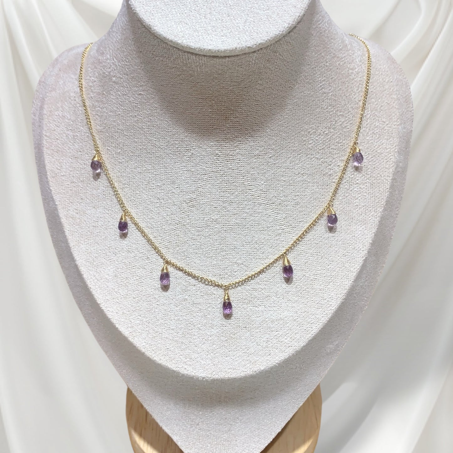 Amethyst Round Dangle Necklace