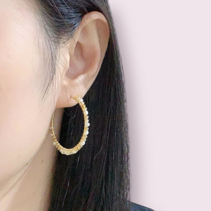 Citrine and Pearl Hoop Earrings