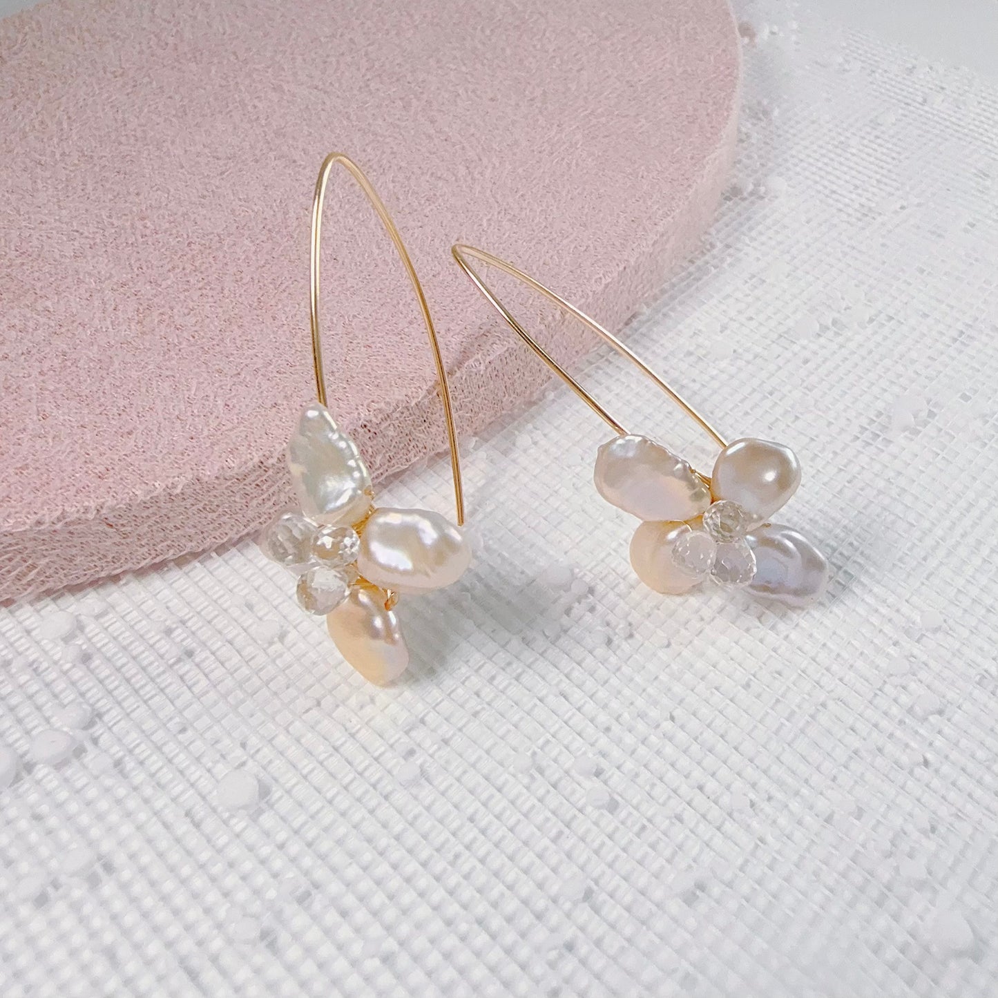 Pearl and Topaz Floral Dangle Earrings