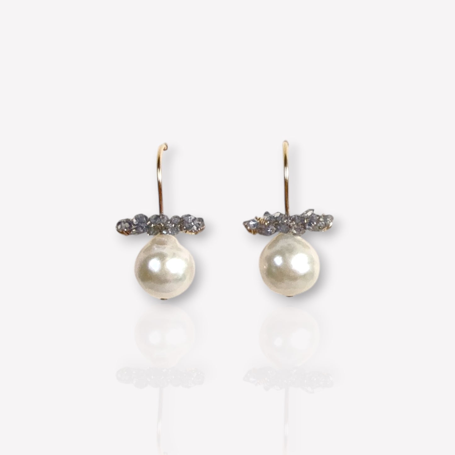Baroque Pearl with Blue Herkimer Earrings