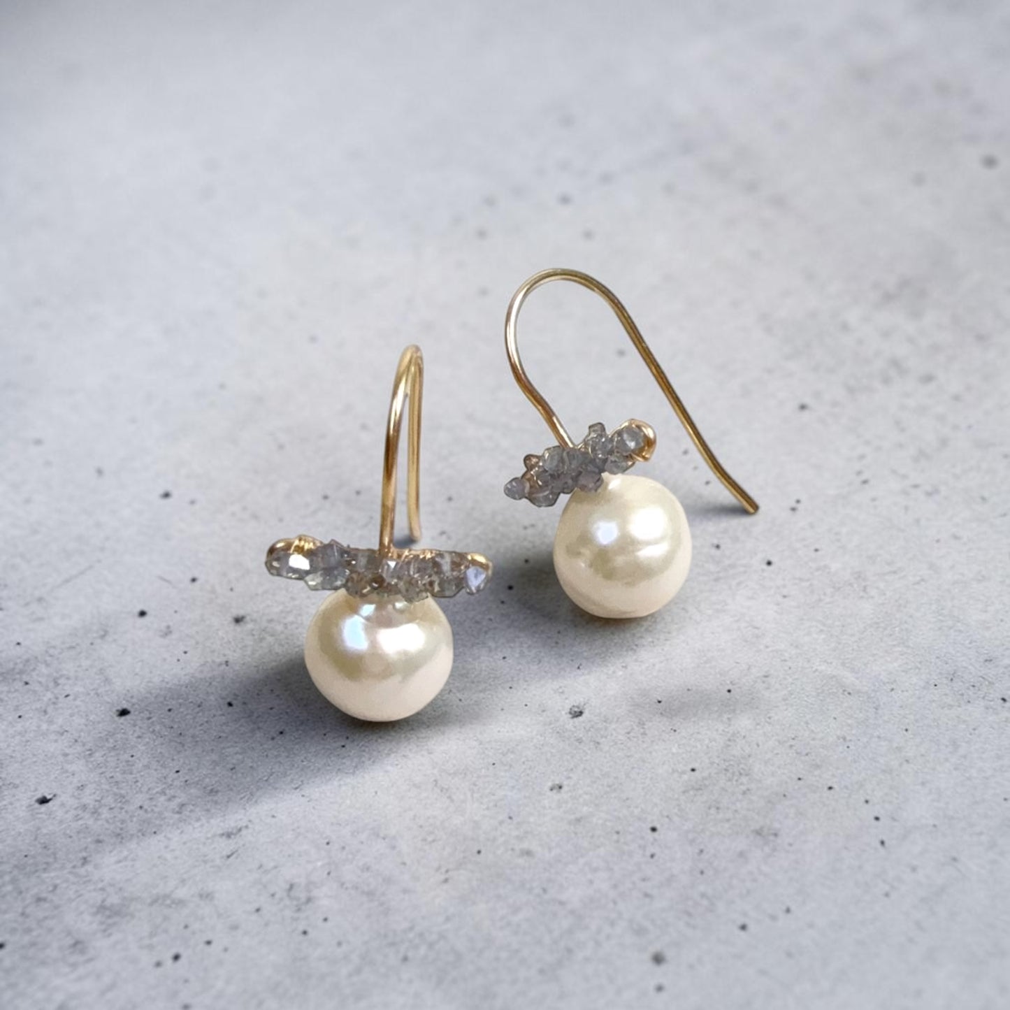 Baroque Pearl with Blue Herkimer Earrings