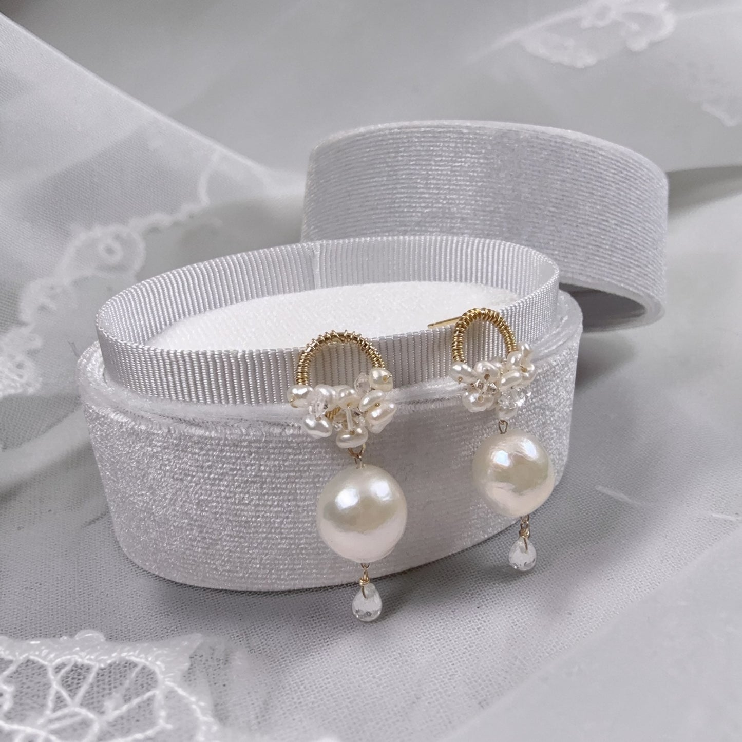 Baroque Pearl Loop Dangle Earrings