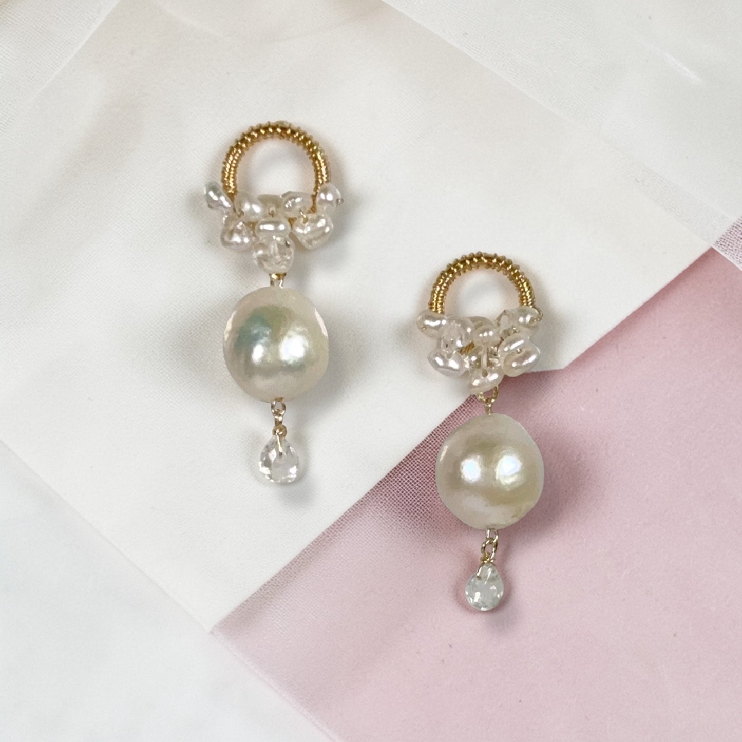 Baroque Pearl Loop Dangle Earrings