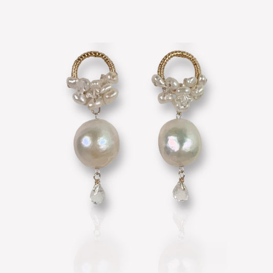 Baroque Pearl Loop Dangle Earrings