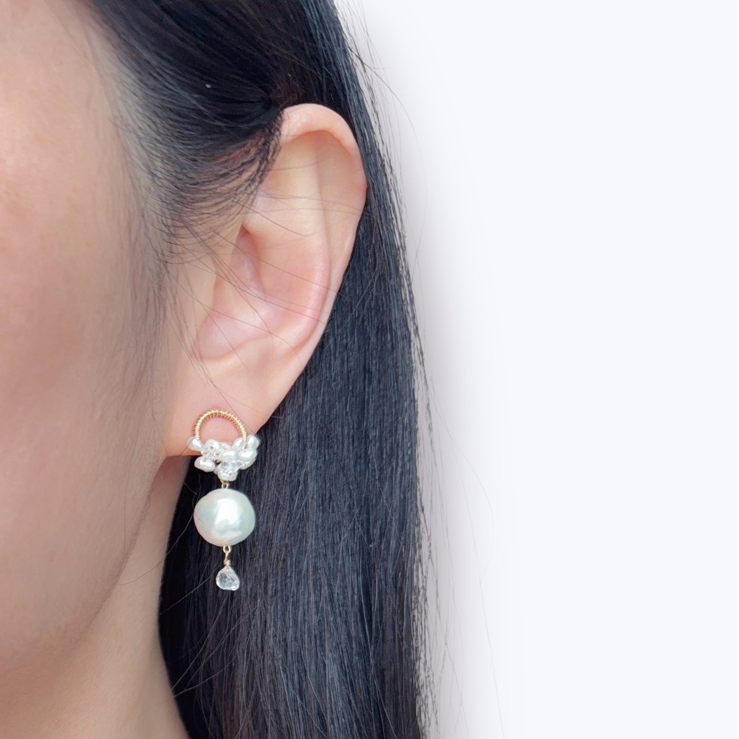 Baroque Pearl Loop Dangle Earrings