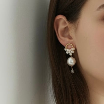 Baroque Pearl Loop Dangle Earrings