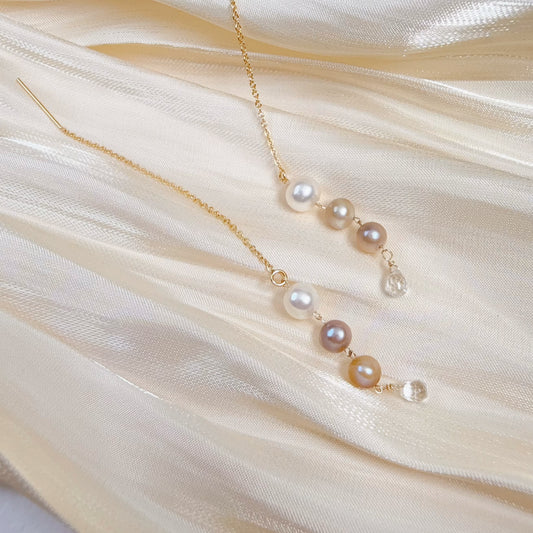 Champagne Pearl Chain Earrings