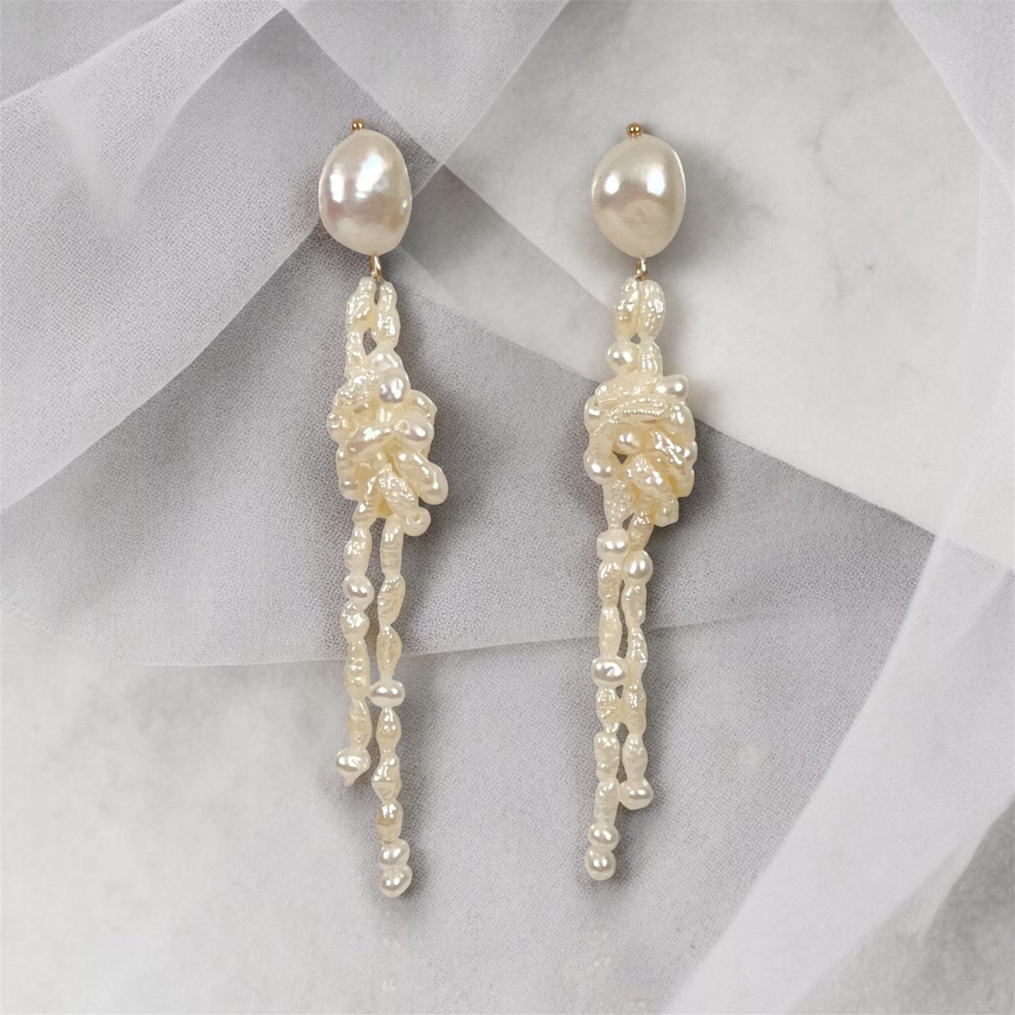 Freshwater Pearl Knot Dangle Earrings