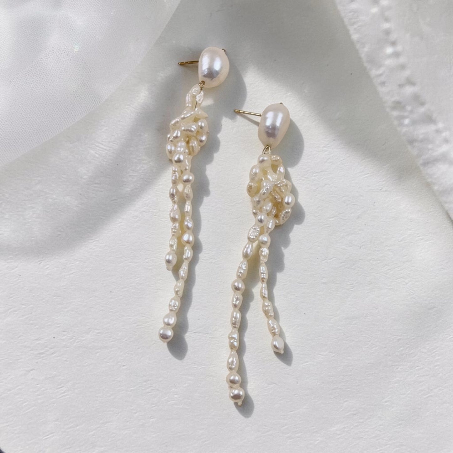 Freshwater Pearl Knot Dangle Earrings