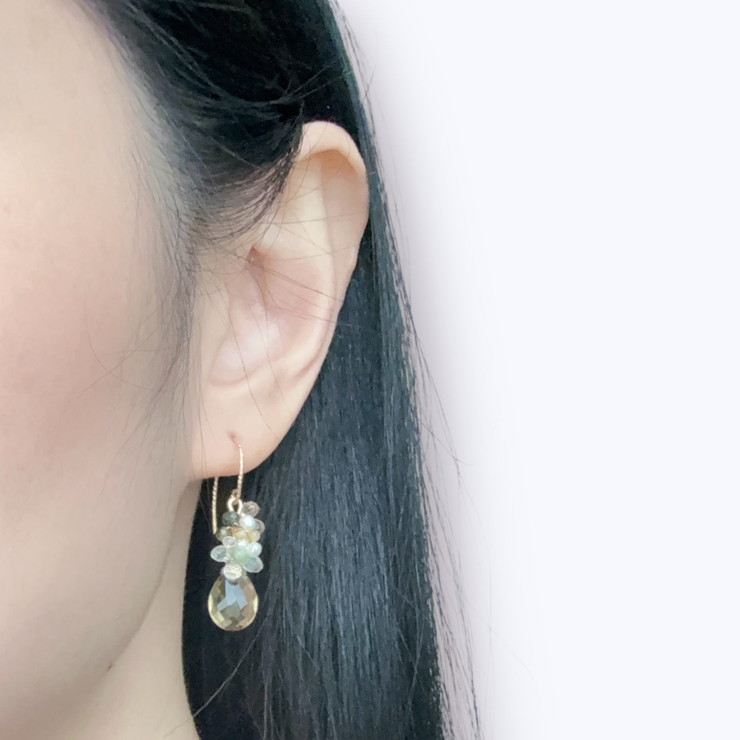 Lemon Quartz Floral Dangle Earrings