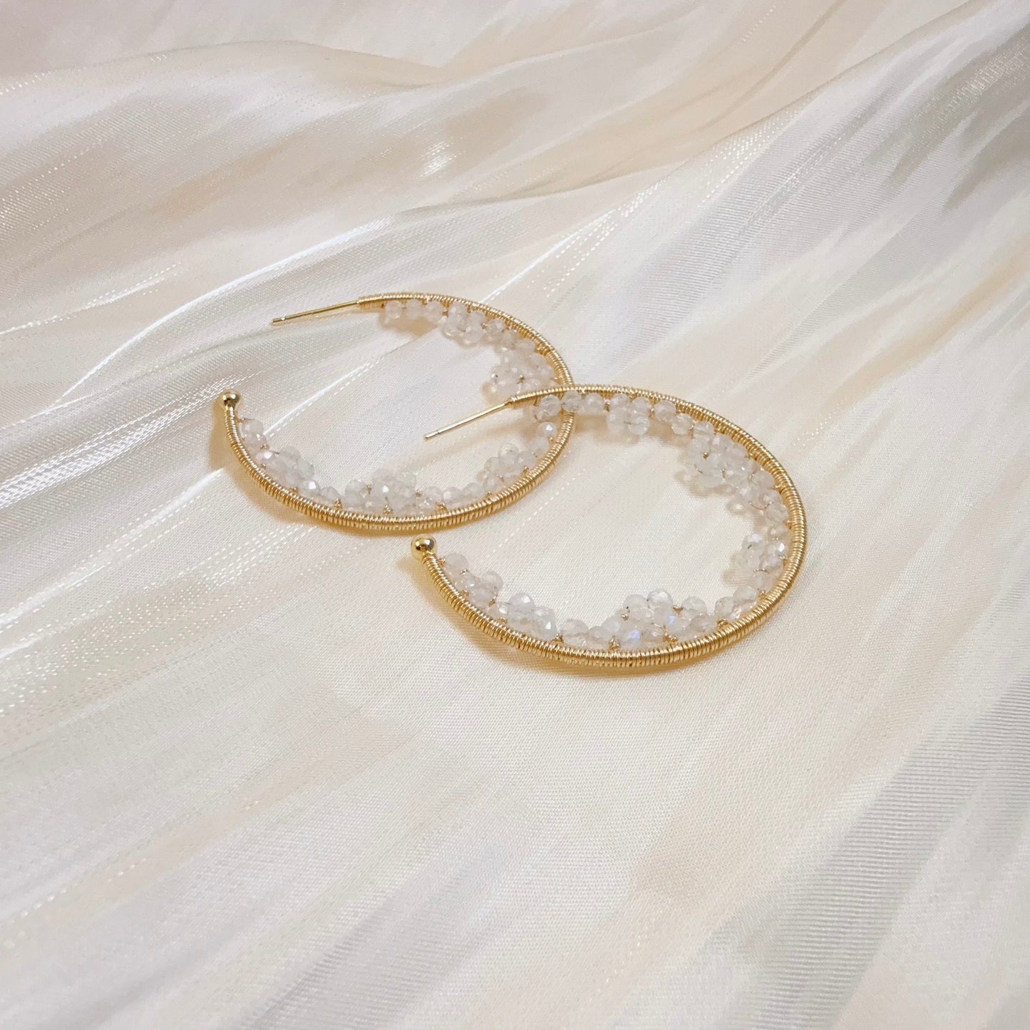 Moonstone Large Hoop Earrings