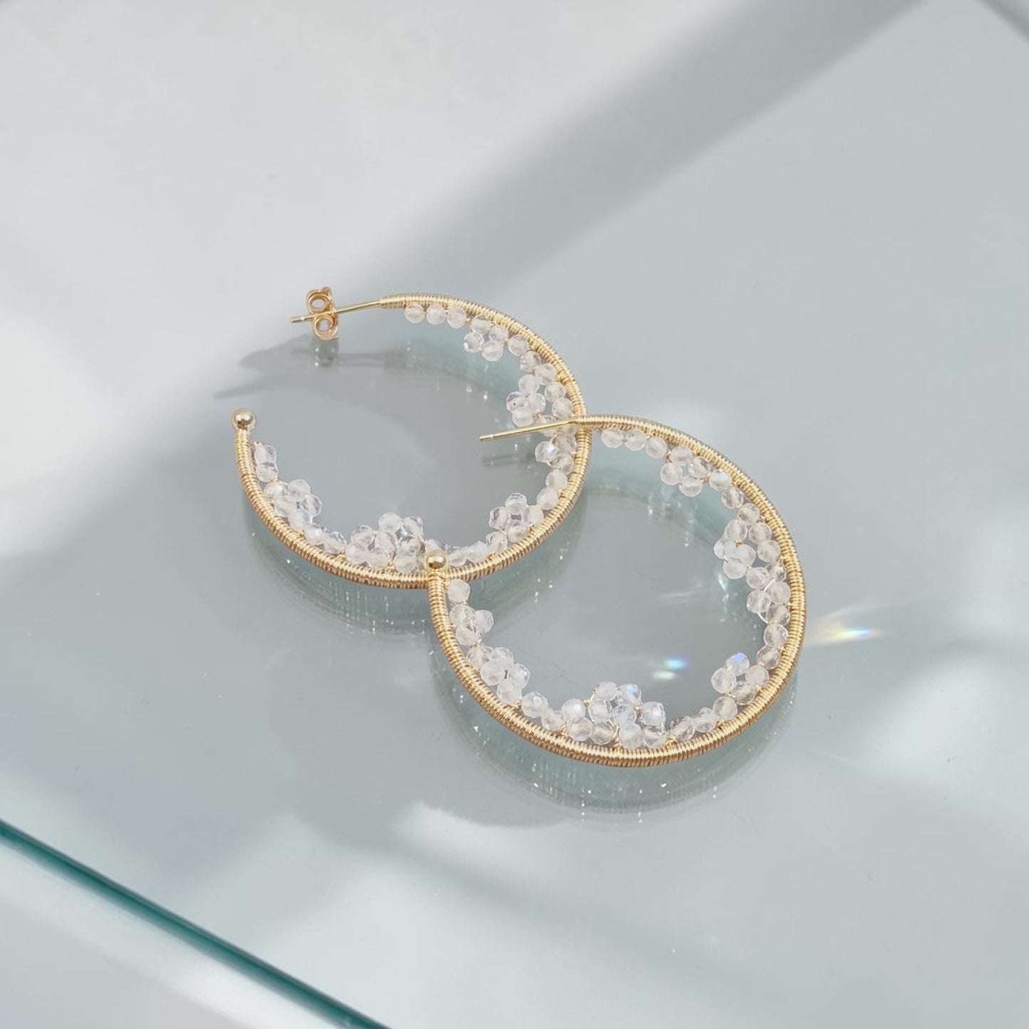 Moonstone Large Hoop Earrings