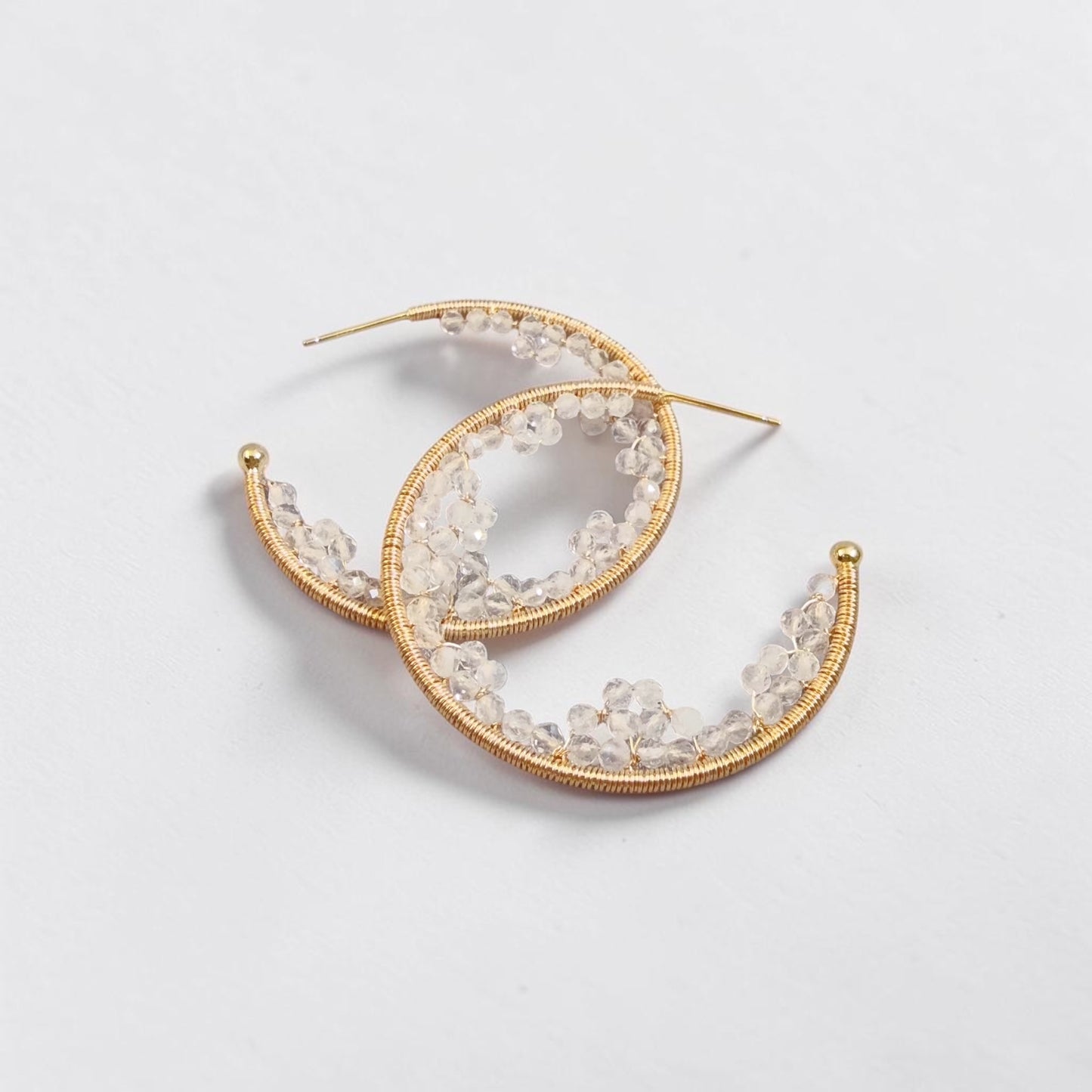Moonstone Large Hoop Earrings