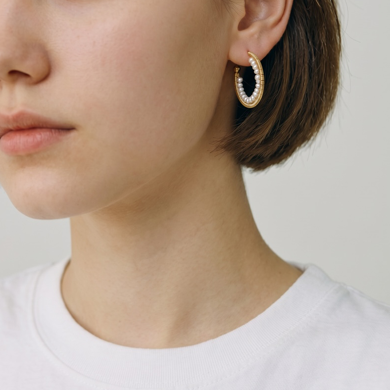 Pearl S Hoop Earrings
