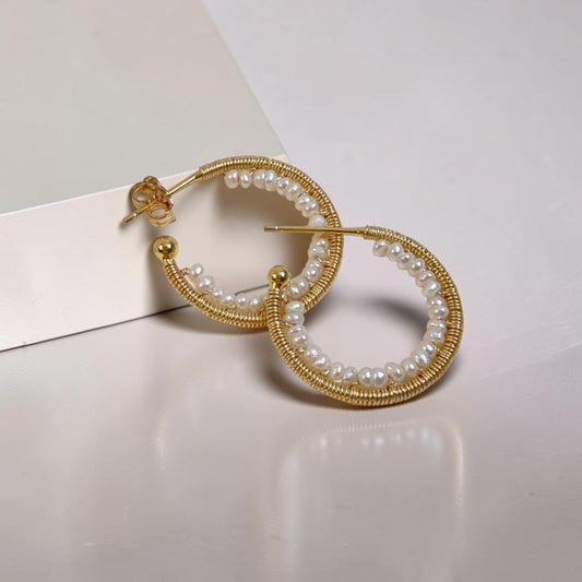 Pearl S Hoop Earrings